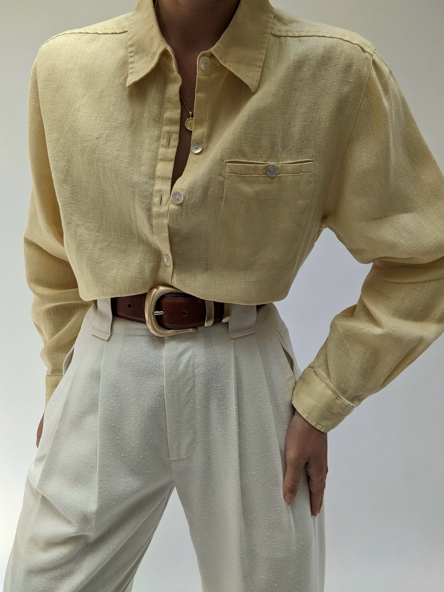 Vintage Butter Linen Blouse