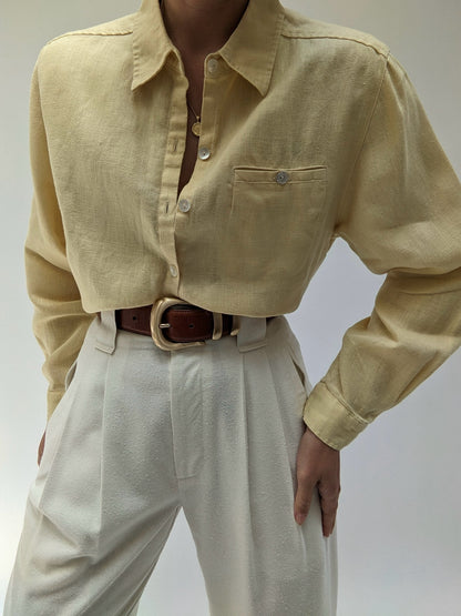 Vintage Butter Linen Blouse