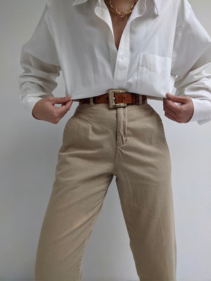 Classic Vintage Khaki Cotton Trousers