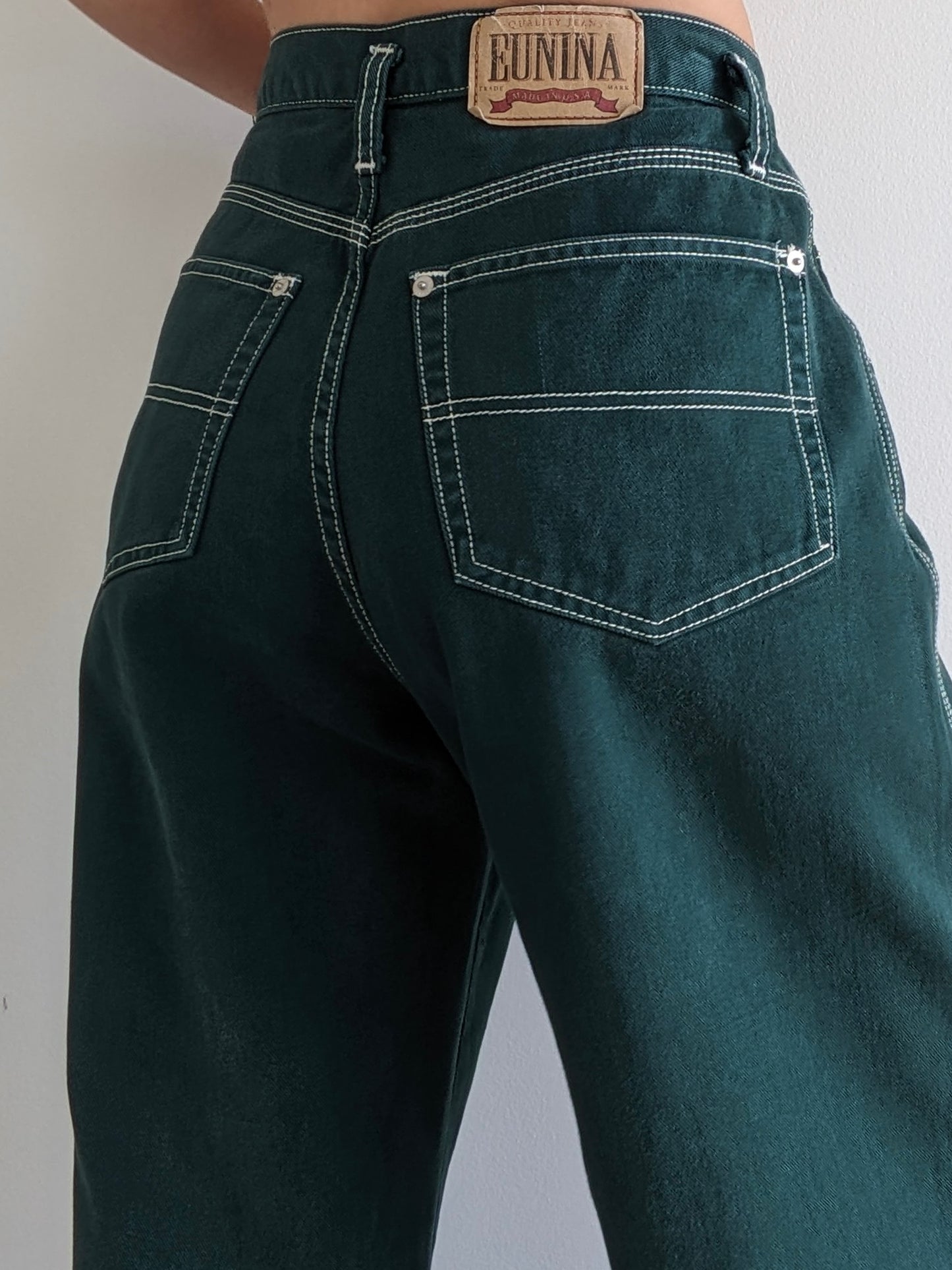 Amazing Vintage Deep Green Wide-Leg Denim