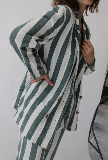 Favorite Vintage Faded Forest Striped Pant Suit