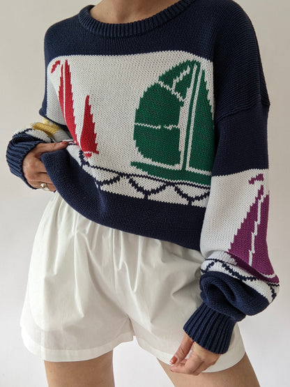 Amazing Vintage Sailing Cotton Sweater