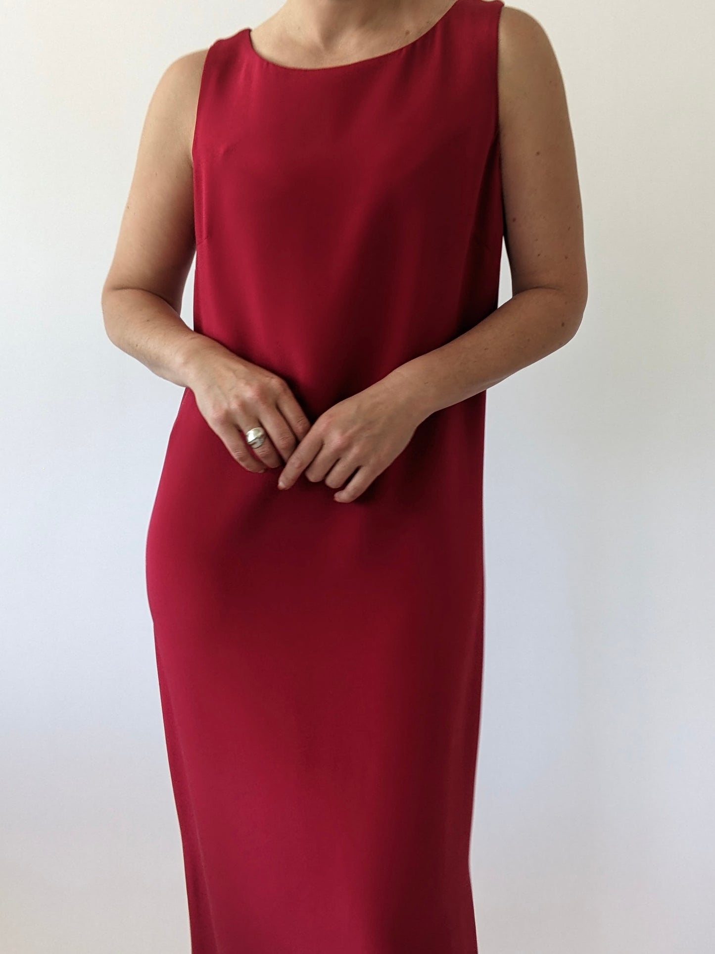 Vintage Raspberry Silk Dress