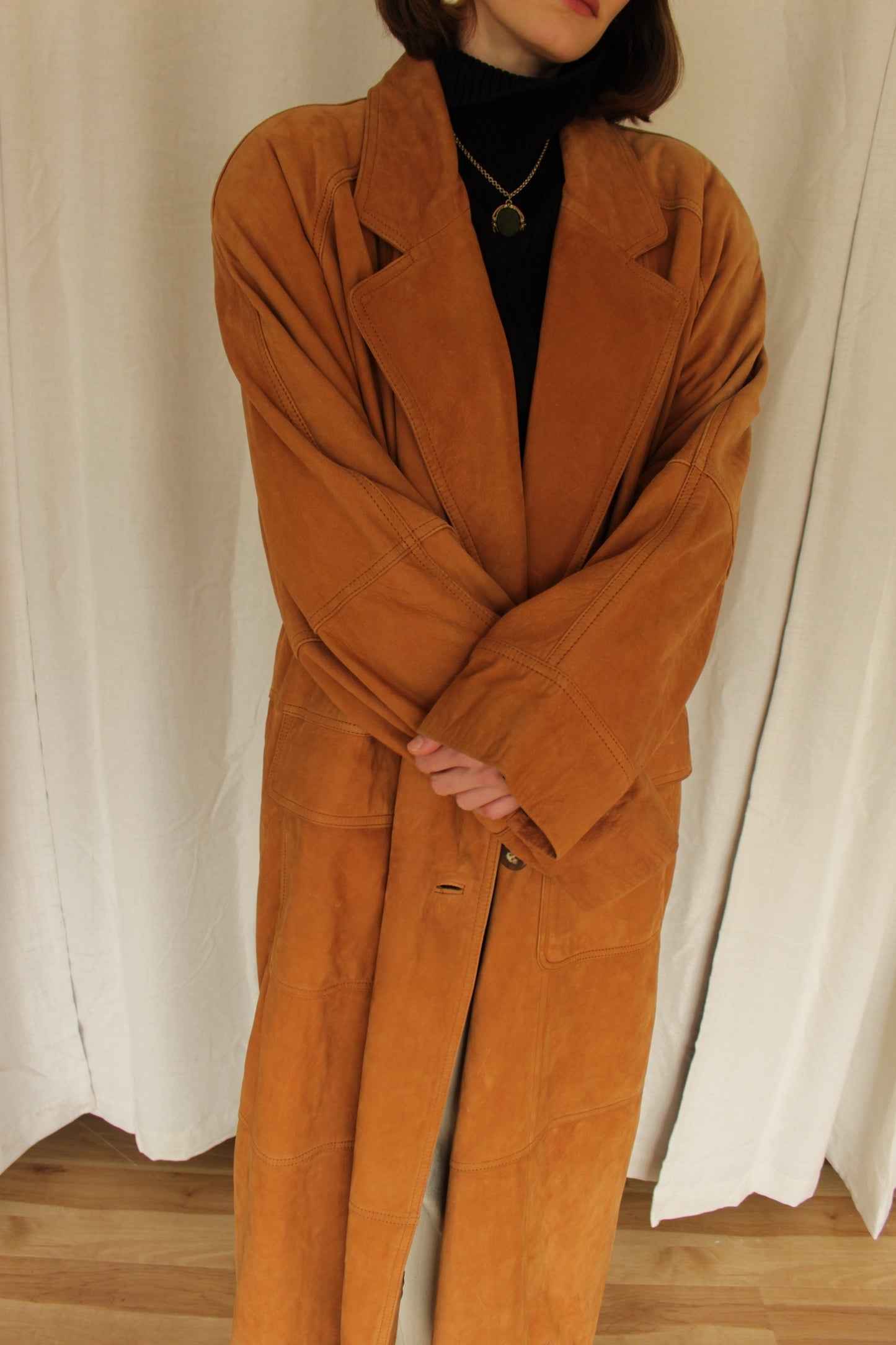 Vintage Clay Sueded Leather Coat