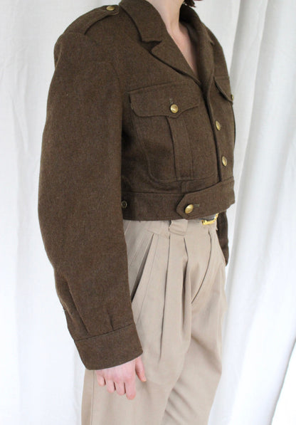 Amazing Vintage French Army Wool Crop Jacket