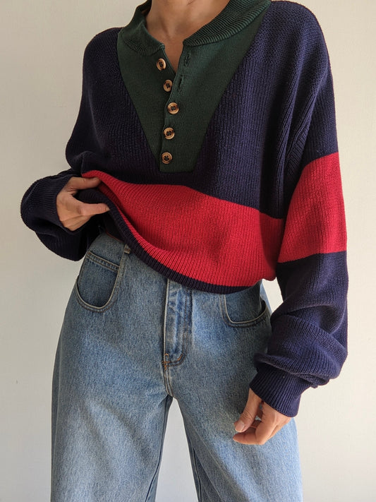 Favorite Vintage Colorblock Cotton Henley