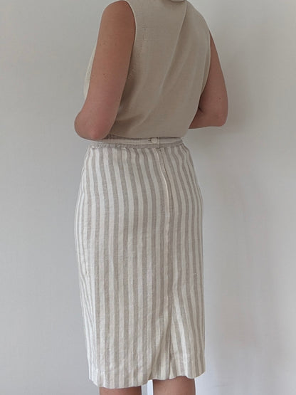 Vintage Sand Striped Linen Skirt