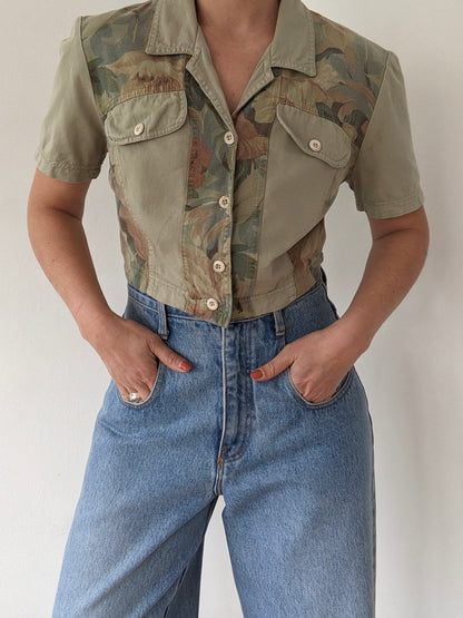 Sweetest 90s Cropped Floral Blouse