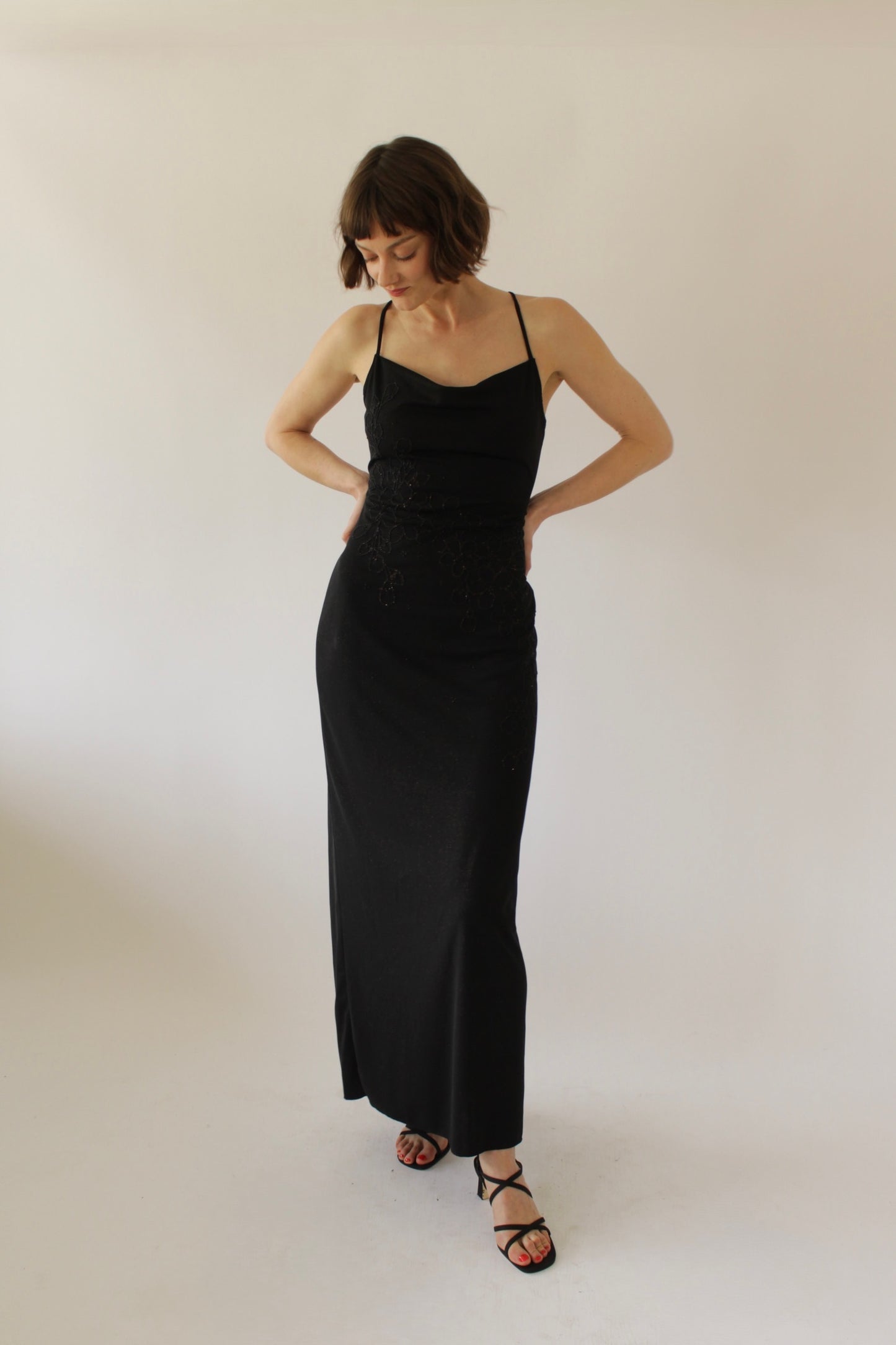 Vintage Beaded Floral Evening Dress