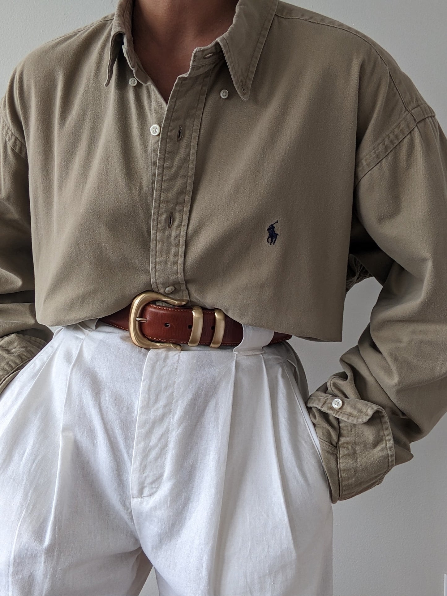 90s Ralph Lauren Khaki Cotton Twill Shirt