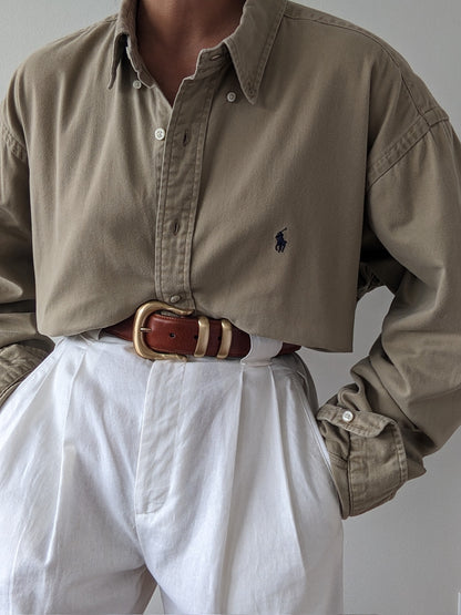 90s Ralph Lauren Khaki Cotton Twill Shirt