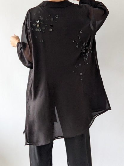 Vintage Sequined Sheer Silk Tunic
