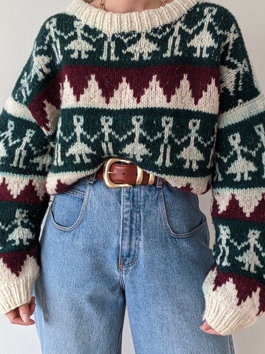 Vintage Hand Made Cowichan Wool Sweater
