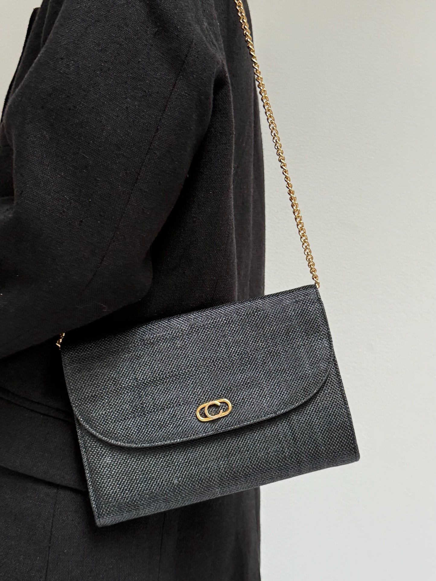 Lovely Vintage Onyx Woven Envelope Purse