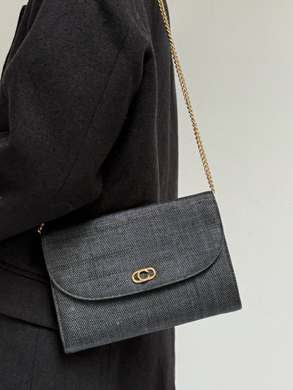 Lovely Vintage Onyx Woven Envelope Purse