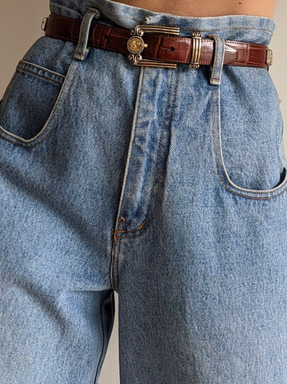 Vintage Embossed Leather & Coin Pendant Belt