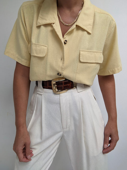 Vintage Butter Raw Silk Blouse