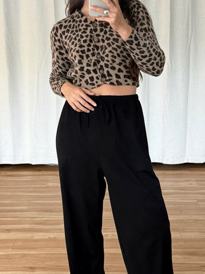 Vintage Cropped Leopard Angora Cardigan