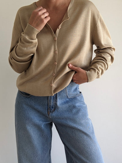 Vintage Biscuit Silk Knit Cardigan
