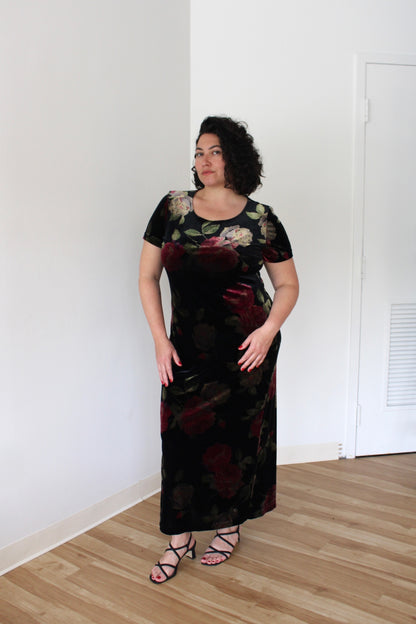 90s Floral Velvet Dress