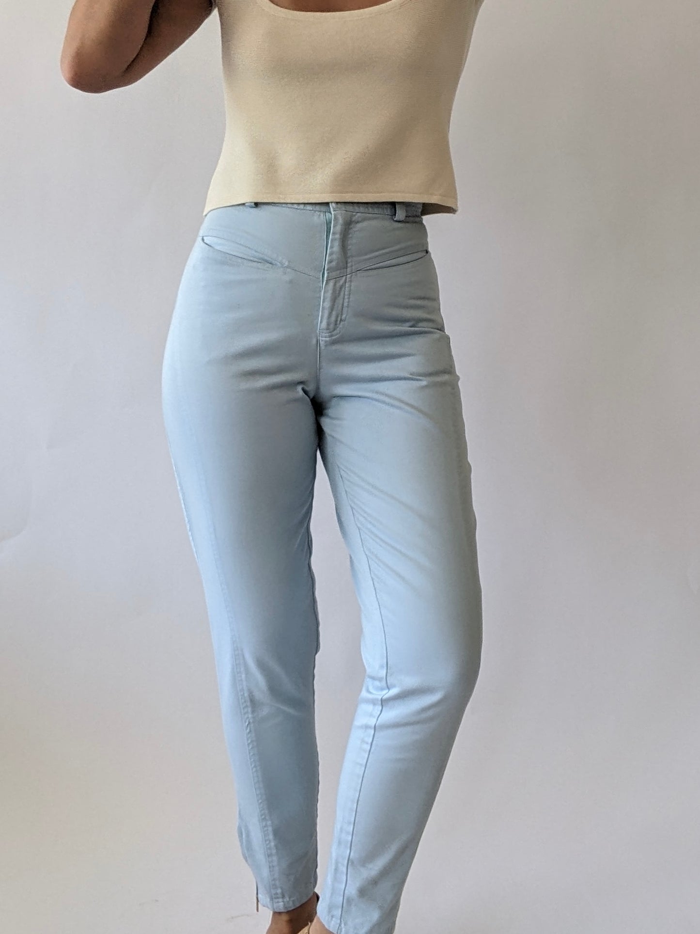 Vintage Sky Blue Twilled Cotton Pants
