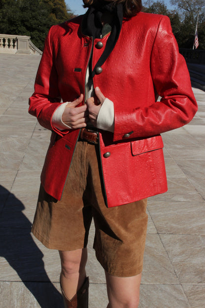 Bold Vintage Handmade Embossed Lamb Leather Coat