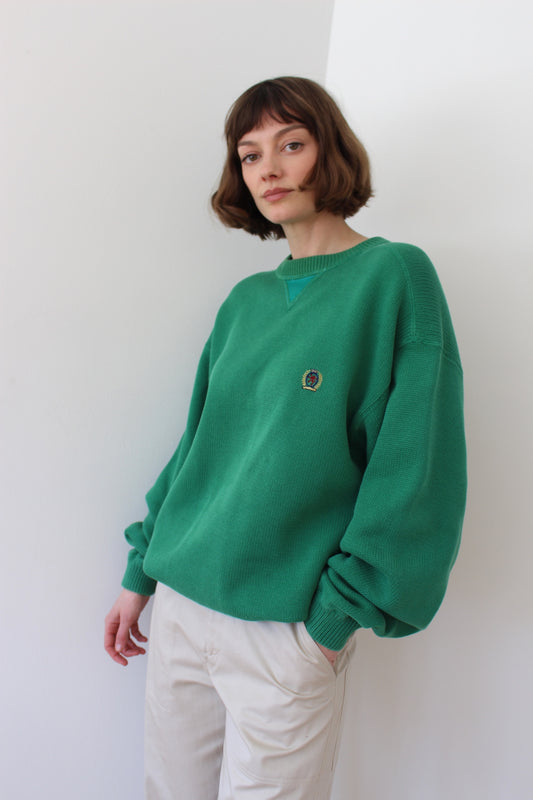 90s Tommy Hilfiger Lime Cotton Sweater