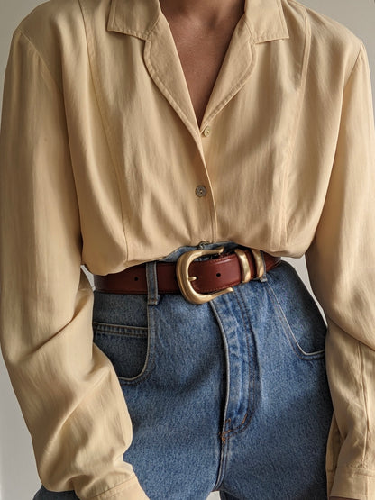 Vintage Sand Silk Blouse
