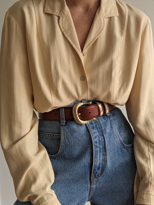 Vintage Sand Silk Blouse