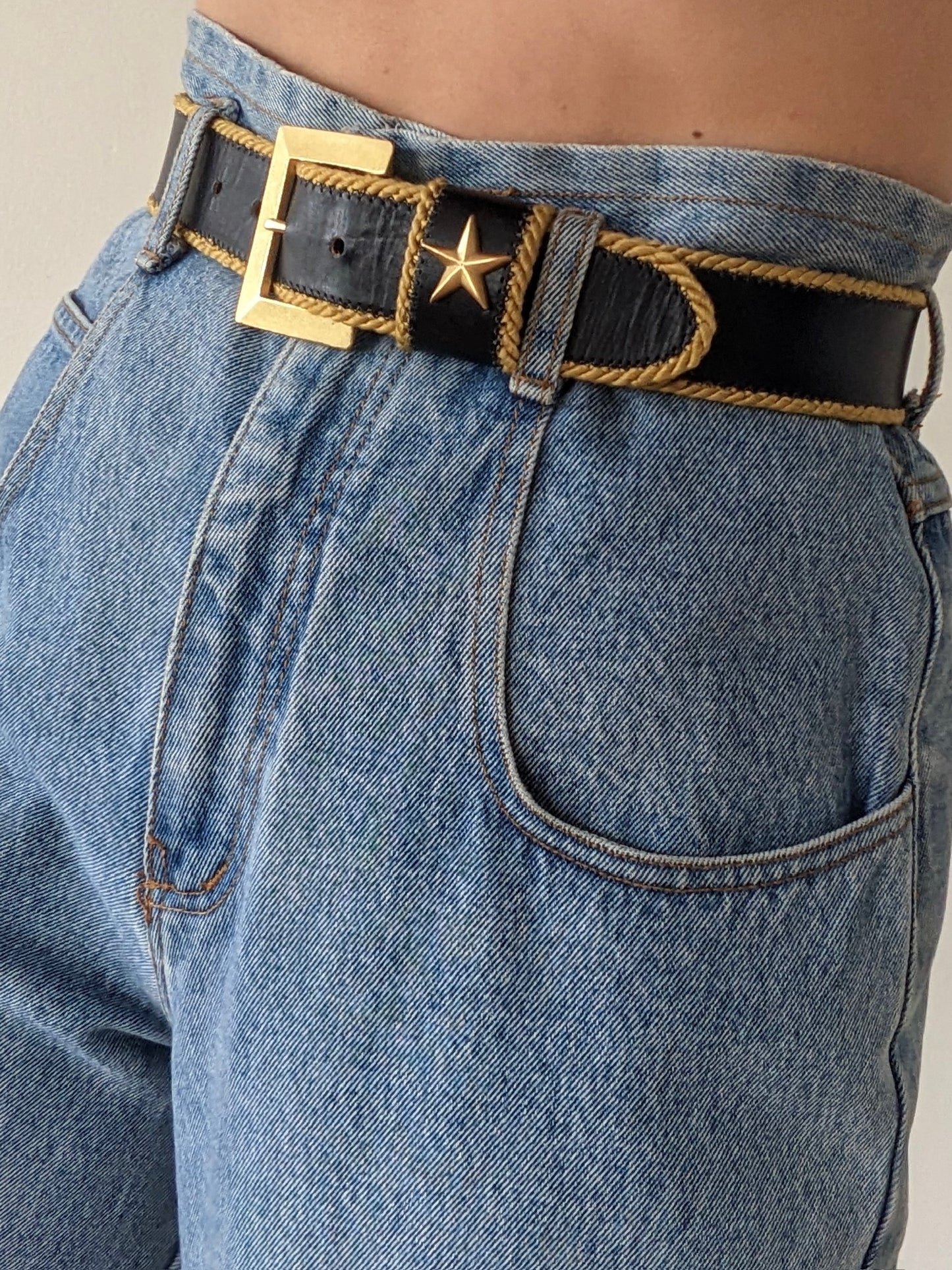Vintage Nautical Star Pendant Leather Belt