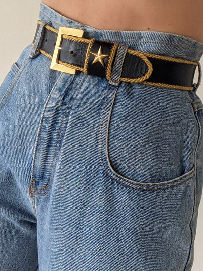 Vintage Nautical Star Pendant Leather Belt