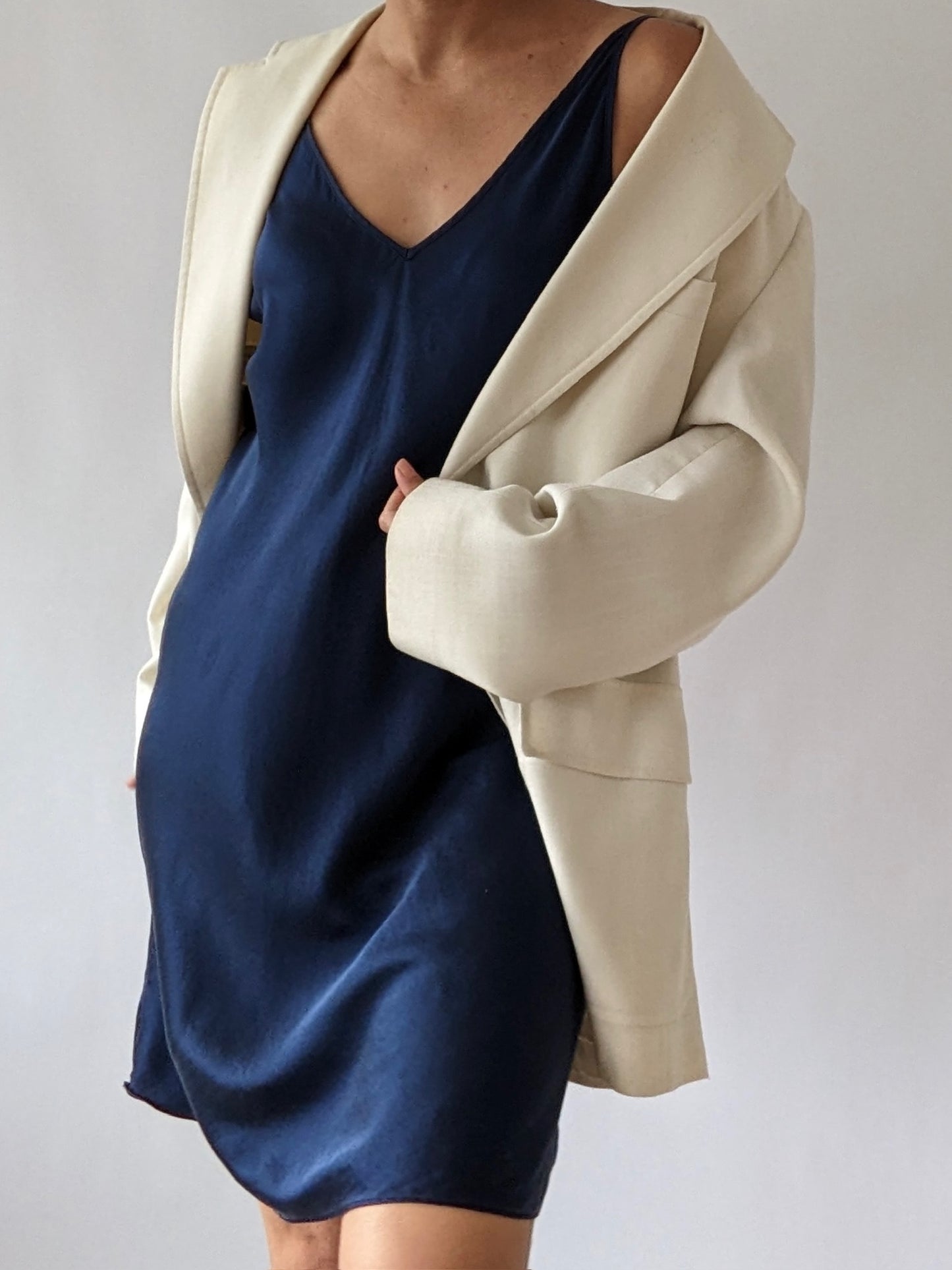 Gorgeous Vintage Navy Silk Slip Dress