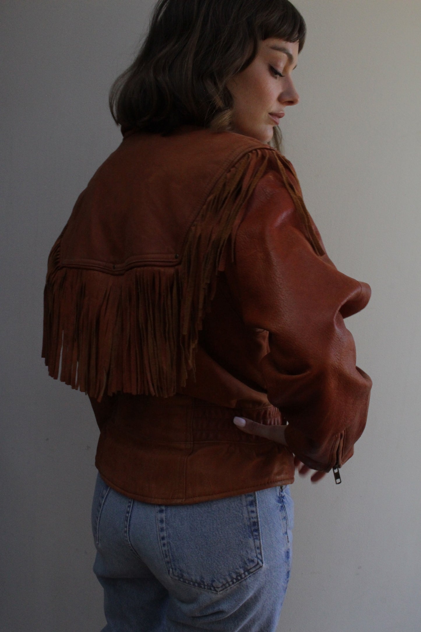 Absolute Favorite Vintage Pebbled Leather Fringe Jacket