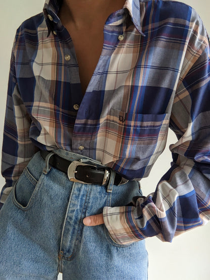 Vintage Christian Dior Embroidered Plaid Shirt