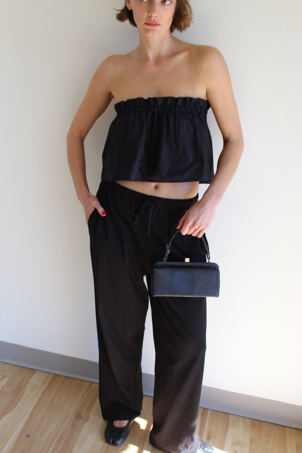 Vintage Petite Onyx Reptile-Embossed Leather Purse