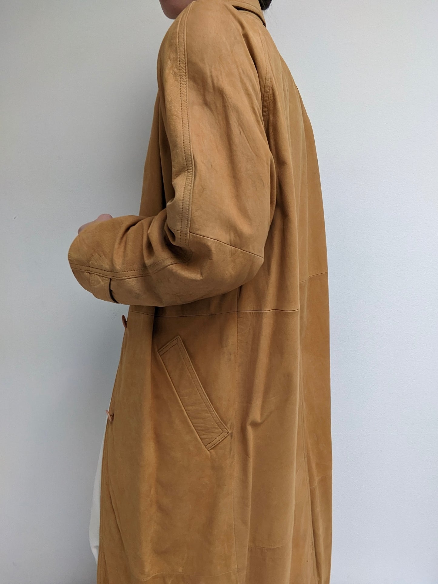 Amazing 90s Camel Suede Long Coat