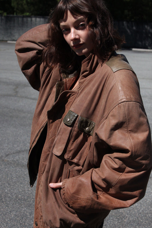 Amazing Vintage Two-Toned Leather Jacket