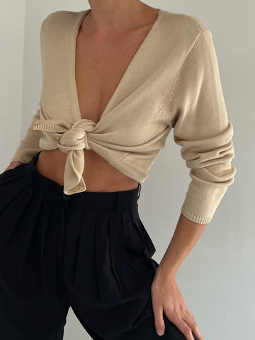 Vintage Sand Silk Knit Cardigan