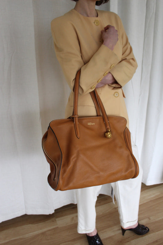 Alexander McQueen Skull Padlock Pebbled Leather Bag