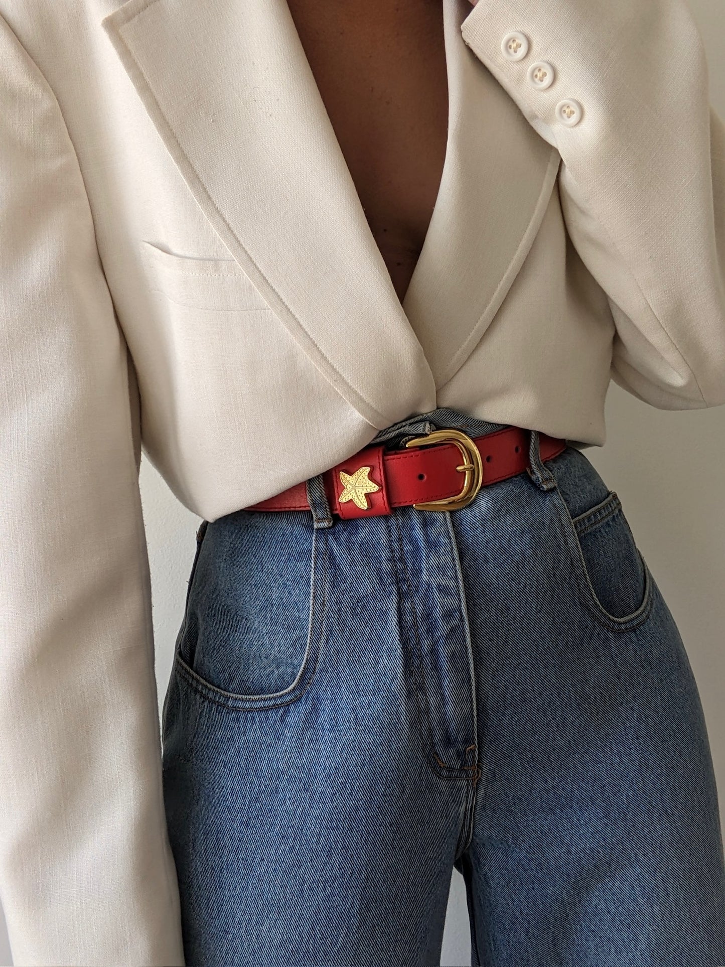Bold Vintage Nautical Red Leather Belt