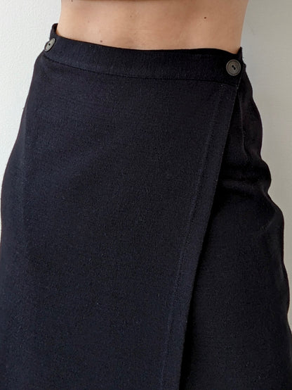 Vintage Black Knit Wrap Skirt