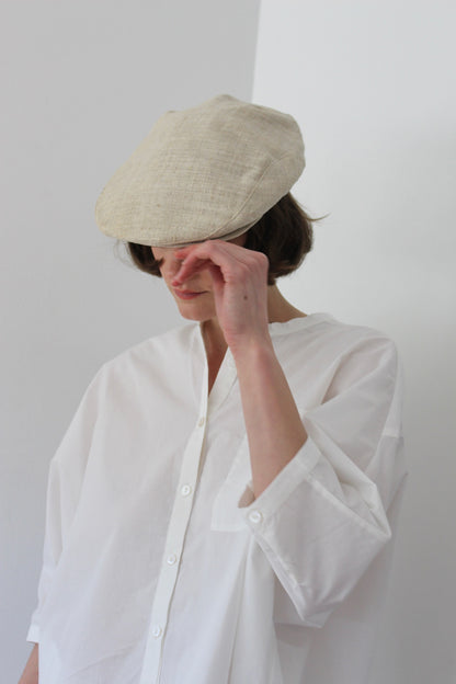 Vintage Woven Linen Flat Cap