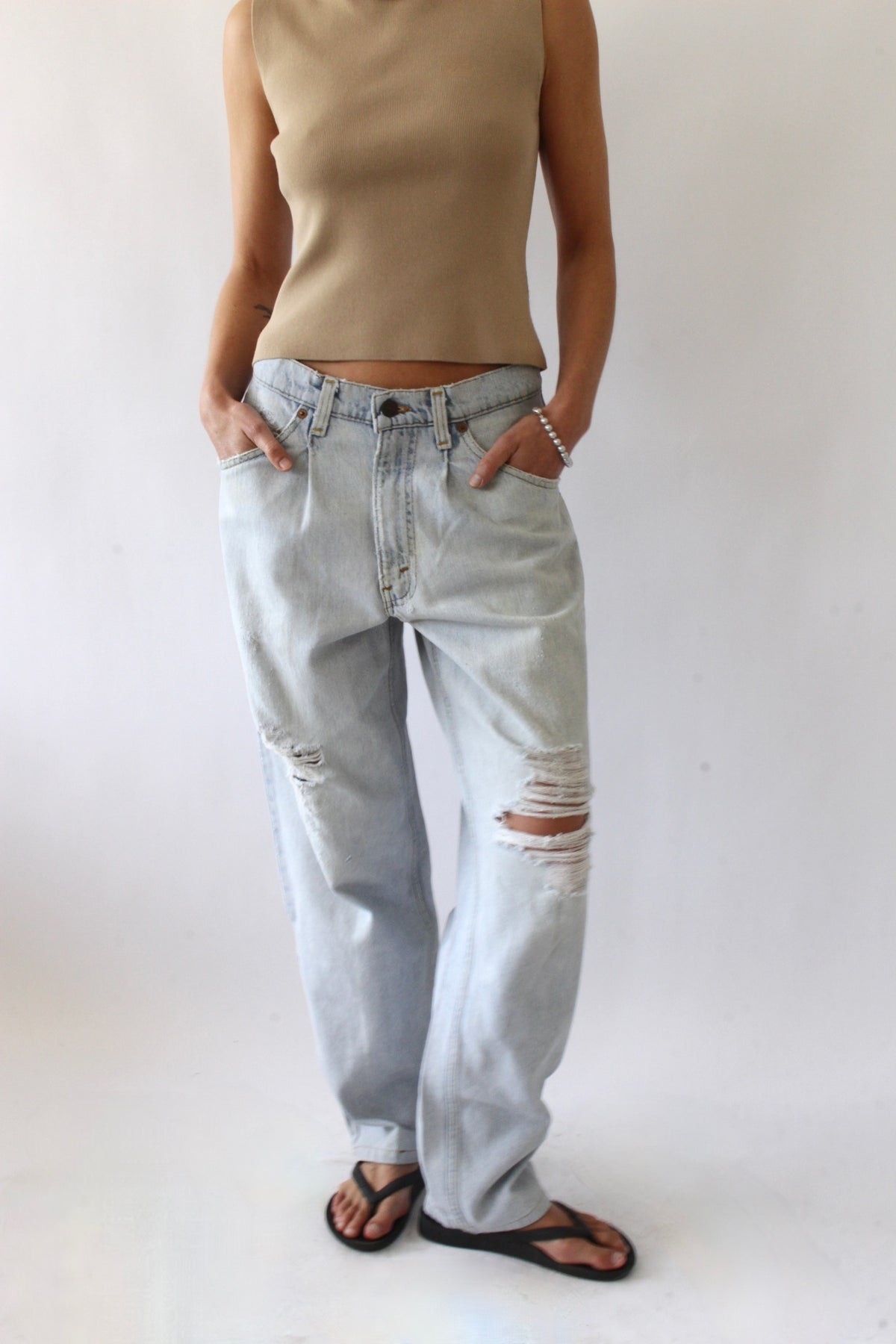 Vintage Distressed Levi's 580 Light Wash Jeans