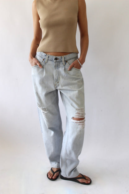 Vintage Distressed Levi's 580 Light Wash Jeans