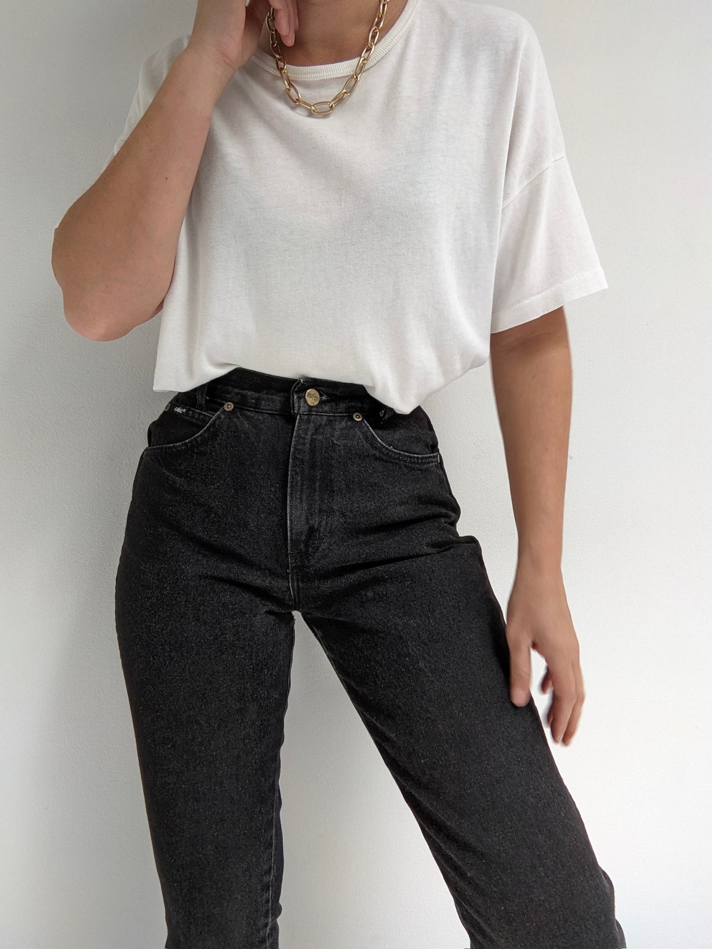 90s Black High Rise Denim