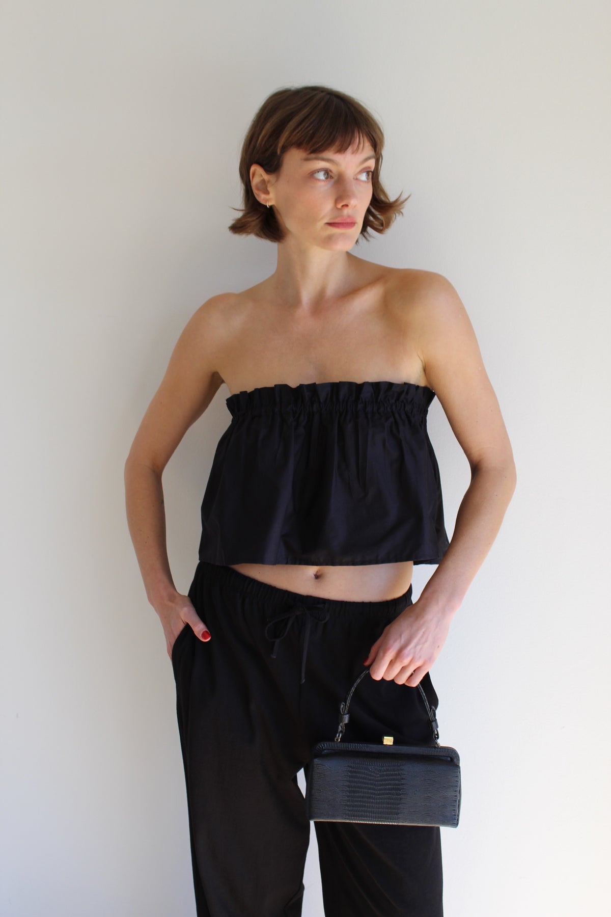 Vintage Petite Onyx Reptile-Embossed Leather Purse