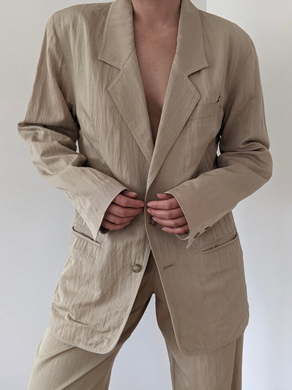 VIntage Khaki Pleated Pantsuit