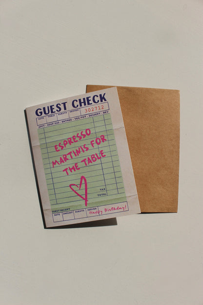 Espresso Martini Guest Check Birthday Card