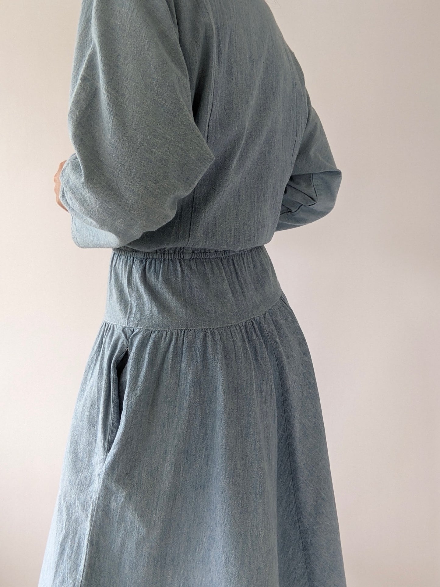 Lovely Vintage Chambray Dolman Sleeve Dress