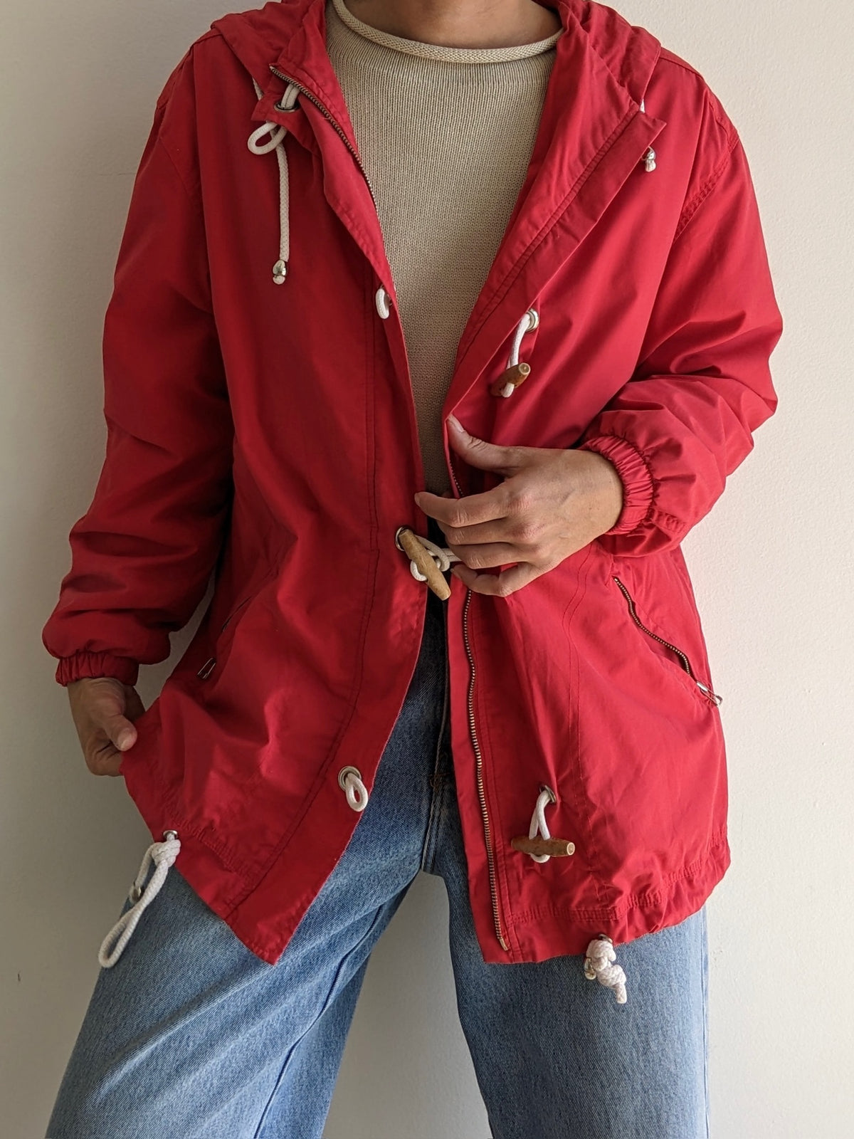 Vintage Tomato Red Toggle Jacket